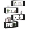 Wall Shelves with Shelf 4 pcs Black Oak Effect 60 x 15 x 23 cm