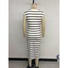 Women's Dating Commuter Casual Simple Split Kink Striped Hip Wrap Dress