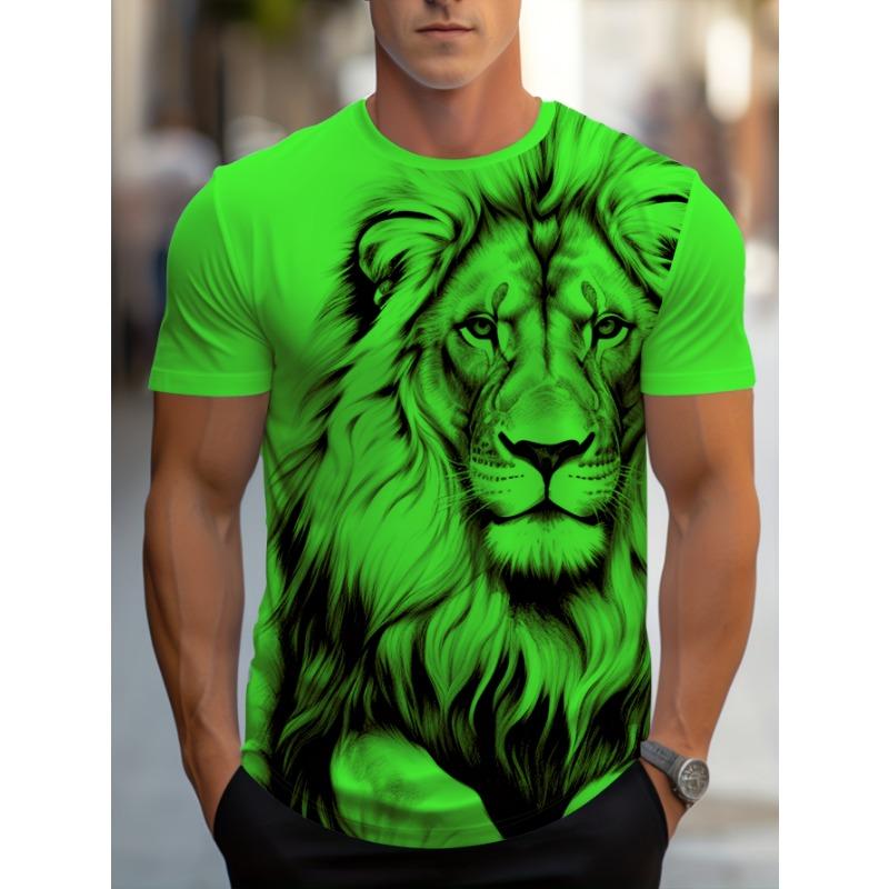 T-shirt Estiva da Uomo con Stampa Digitale 3D Leone