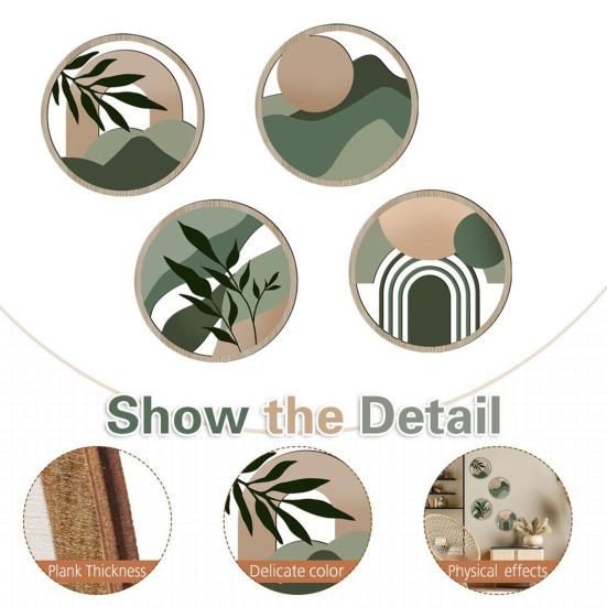 4 Pcs Wooden Round Boho Wall Art Bohemian Hollow Out Circle Wall Decor Neutral Minimalist Farmhouse Wall Hanging Sign for Bedroom Patio Balcony