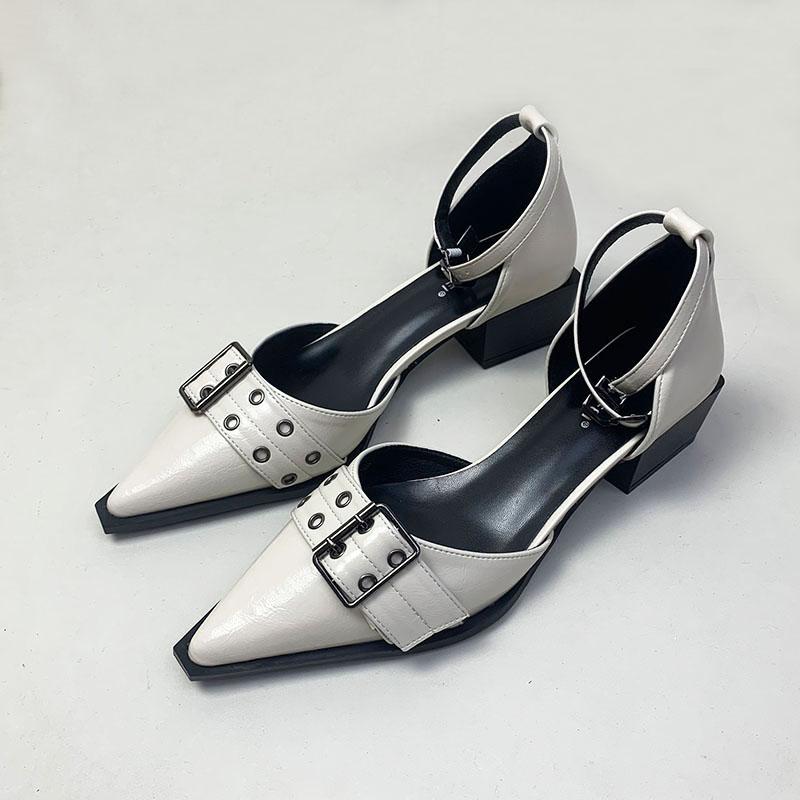 

Fashion Fashion Pointed Toe Women 4cm Square Heels Pumps Shoes Shallow Female Buckle Footwear Ankle Strap Ladies Medium Heels Shoes 35 бежевый