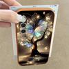 Shining Fantasy Tree Butterfly Pattern Case For Samsung Galaxy A57 A56 A55 A54 5G A37 A36 A35 A34 A17 A16 A15 A14 Leather Texture Silicone Cover