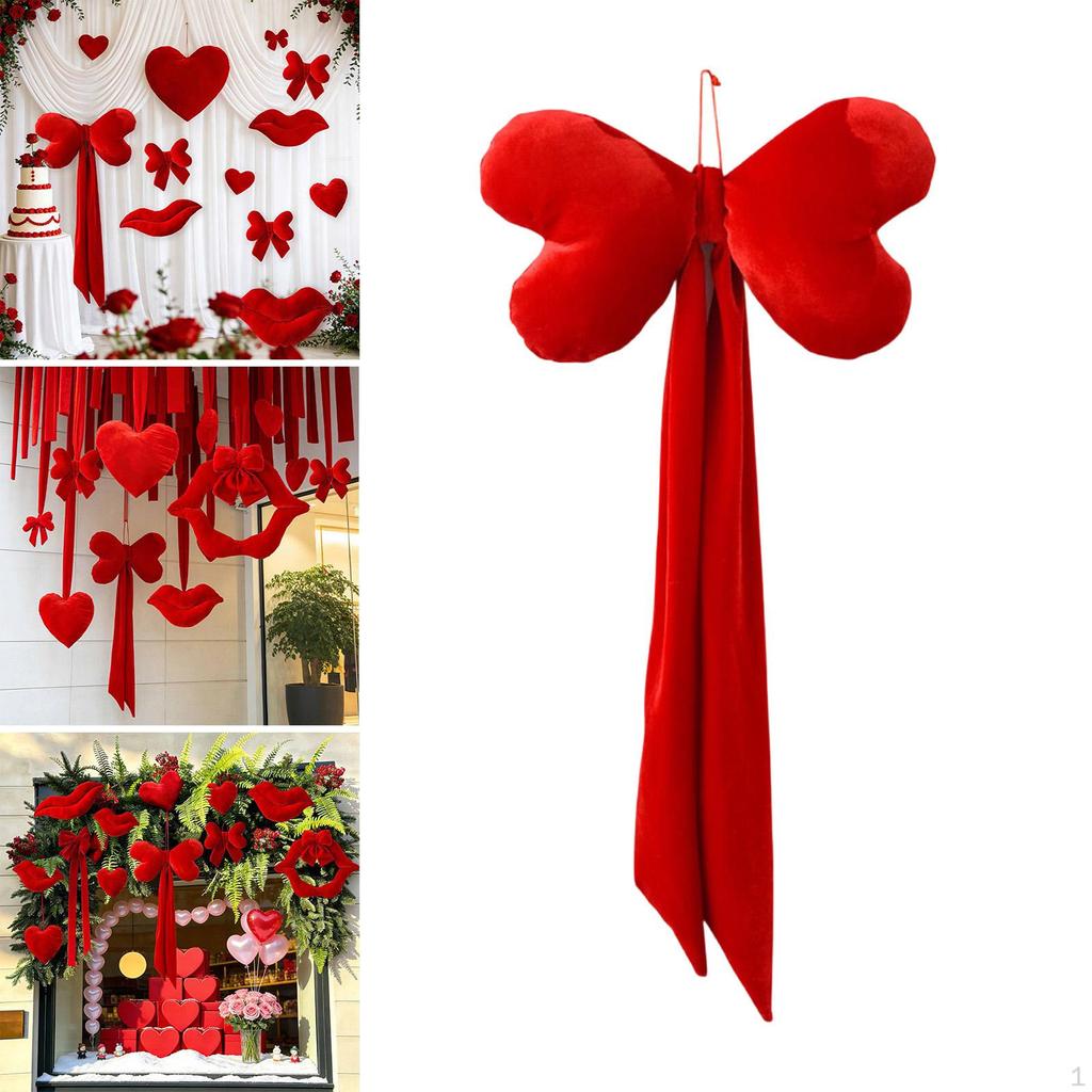 Red Bow Hanging Decoration Christmas Tree Anniversary Wedding Valentines Day Bowknot Xmas