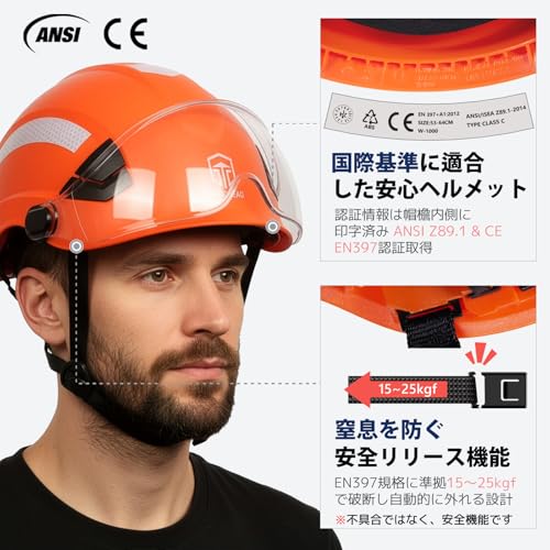 GUARDLEAD Work Helmet with Shield, Construction Safety Helmet with Vents, Stylish Design, EN397 Standard Compliant, Head Circumference 53-64cm, Unisex