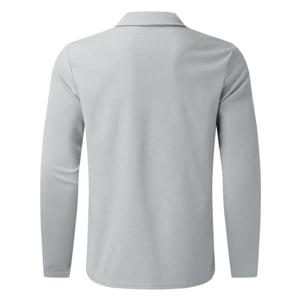 European and American Autumn Zipper Long-Sleeved Men's Polo Shirt