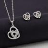 Women's Luxury Titanium Steel Necklace & Earring Set: EKG Coconut Tree & Heart Design, Non-Fading Jewelry