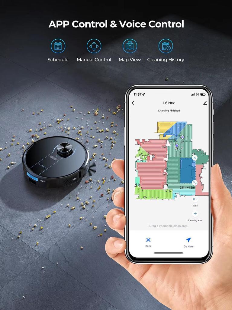 L6 Nex zametací robot s sacím výkonom 3500Pa samonabíjací vysávač vysoko výkonný navigačný robot LiDAR domáci zametací vysávač