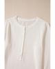 Azura Exchange White Solid Color Waffle Half Button Long Sleeve Top