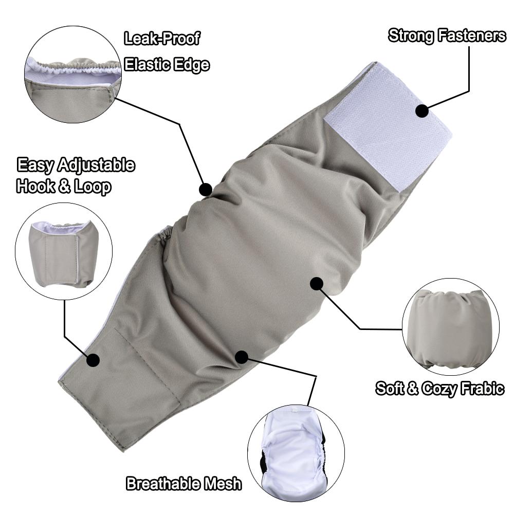 3pcs Washable Male Dog Diapers For Small Dogs Reusable Pet Sanitary Panties Belly Wrap High Absorbing Puppy Leak-proof Diaper