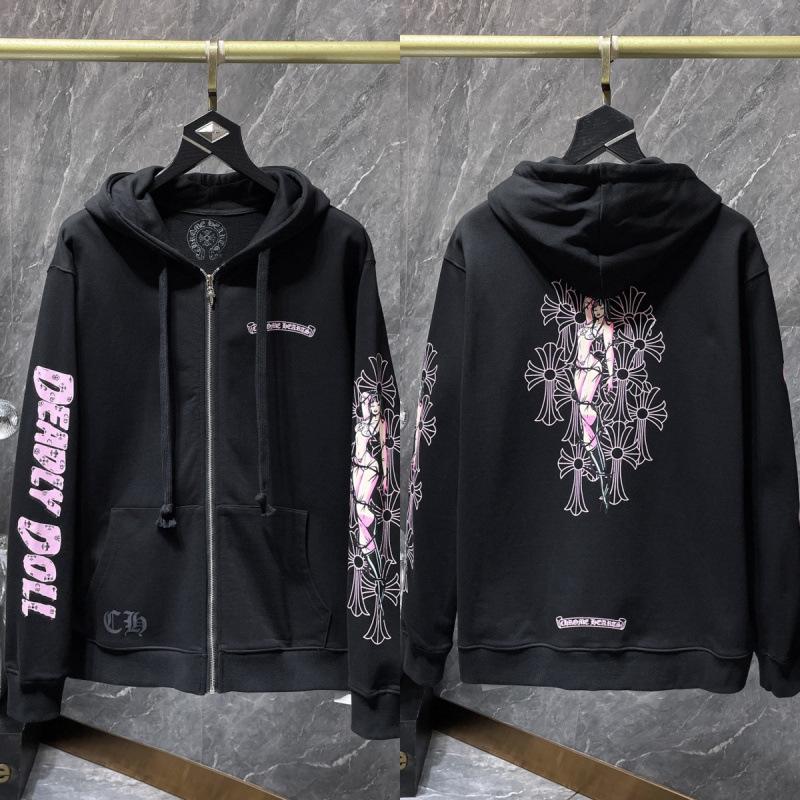 2025 Chrome Heart Hoodie: Casual Loose-Fit Zip-Up for Men & Women