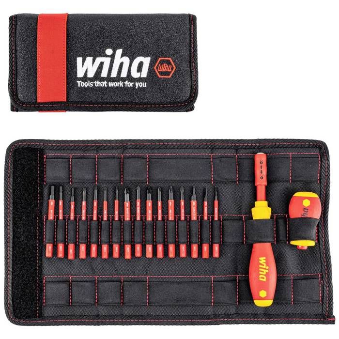Jeu de tournevis et embouts - wiha - 41231 - 18 pièces - protection électrique jusqu'à 1000v - torx et phillips