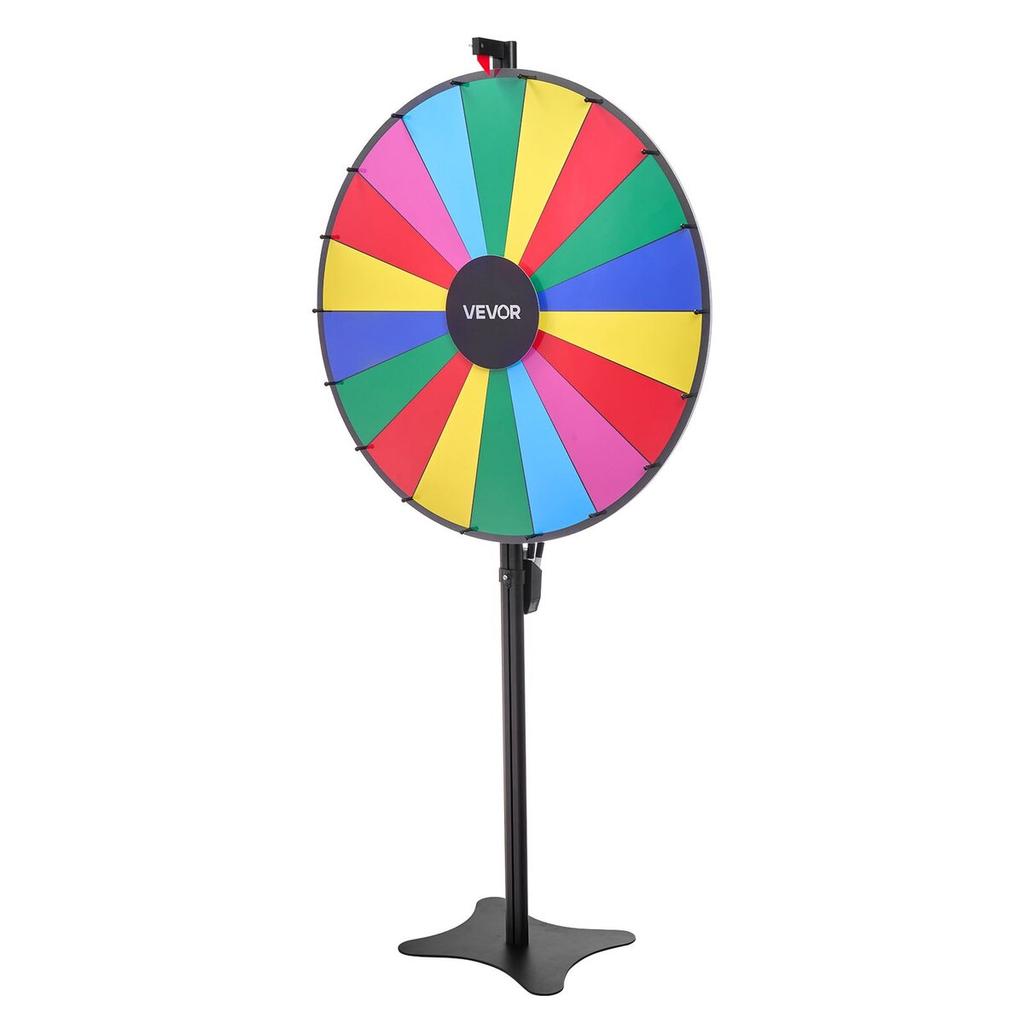 914 mm Spinning Prize Wheel, 18 Slots Spinning Wheel with Stand, Adjustable Height Win Fortune Roulette with a Dry Erase and 2 Markers, 6 Colors, Easy