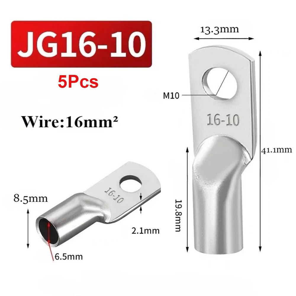 5Pcs 14-2AWG Tinned Copper Cable Lug JG Series Battery Cable Terminal  for Power Wire Crimping