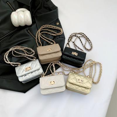 Diamond Solid Color Chain Small Square Bag New Trendy Fashion Shoulder Bag Simple and Fashionable Crossbody Women's Bag