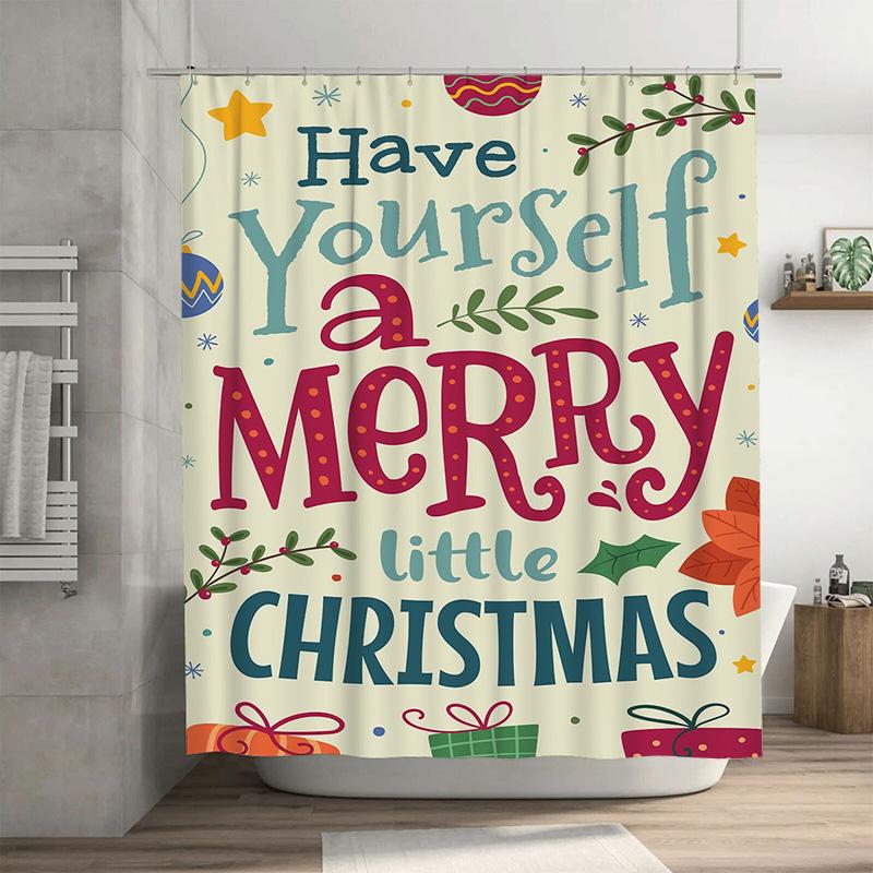 

Tuniu Festive Reindeer Christmas Shower Curtain Cute Holiday Bathroom Decor Woodland Animal Design Waterproof Fabric Backdrop W60H190(CM)-1 Pcs