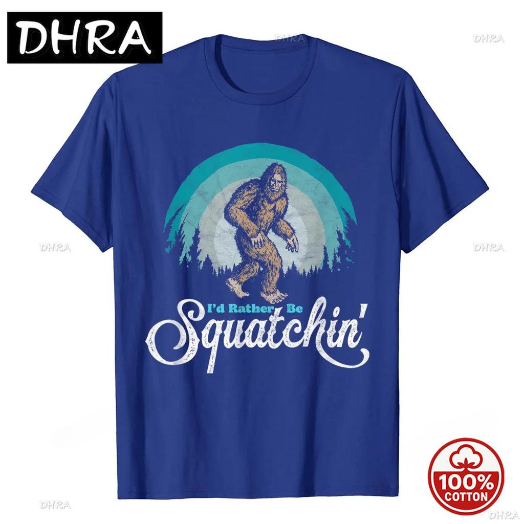 Id Rather Be Squatchin Vintage Funny Bigfoot 80s Sasquatch Tshirt Camisas Unisex Fashion Rtro Funny Tops Tshirts Cotton Clothes