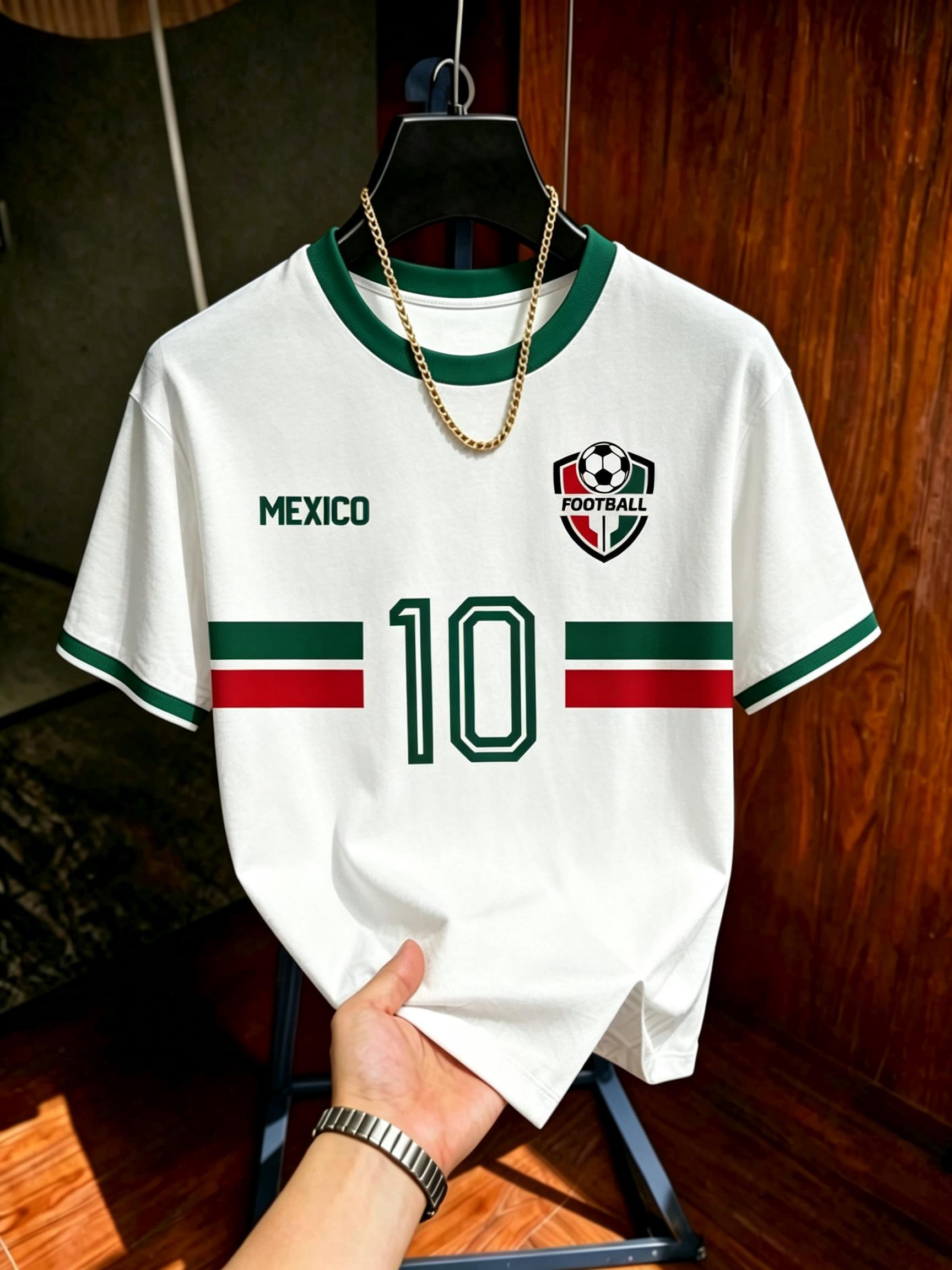 Football Jersey Striped Color-Blocked Logo Fashion Casual Print Men s Short-Sleeved T-Shirt S белый