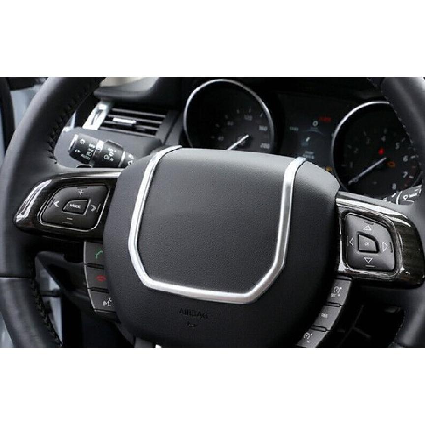 For Range Rover Evoque 2012- Wood Grain Steering Wheel Button Cover Trim 2pc