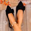 2026 Summer New Bow Baotou Sandals Women's French Pointed Toe Flat Low Heel Back Empty Single Shoes