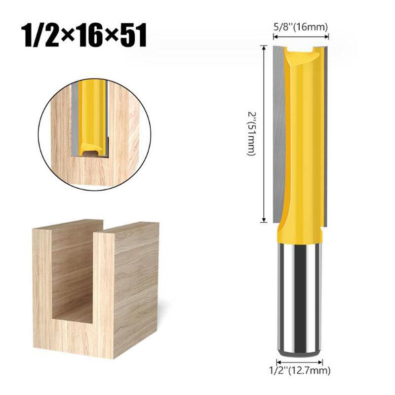 12mm 1/2inch Shank Router Bit Double Flute Long Straight Bits Grooving Bits Trimming Cutter Woodworking Milling Tools
