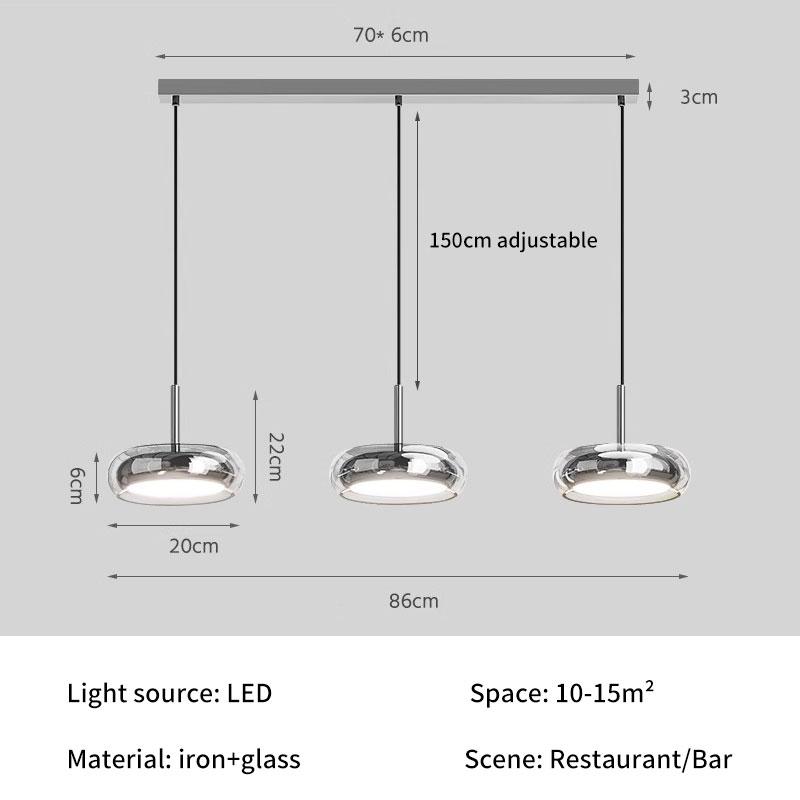 Italian 3 Glass Ceiling Pendant lamp Bedroom Dining Table Kitchen island LED Indoor lighting Nordic Pendant light Black Chrome Brightness Dimmable