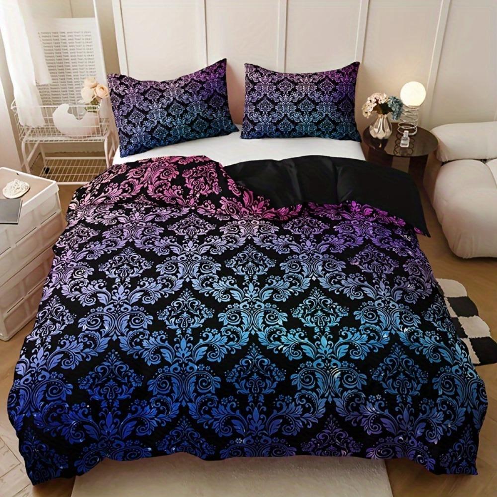 

3pcs Bedding Set Black Bohemian Style Print Cozy Duvet Cover Set King Queen Twin Single Size Birthday Gift Adult Bedroom Decor EU Single 135x200cm