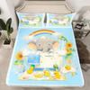 Elephant Fitted Sheet Single Size, Bedding Set 2pcs for Kids Girls Adult Room Decor, Cartoon Bed Cover with 1 Pillowcase