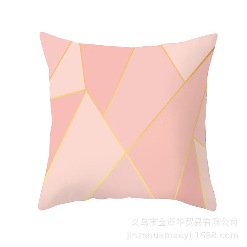 Modern Simple Pillow Cover Office Cushion Cover Pink Geometric Print Cushion Home Furnishings Home