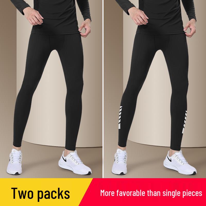 Men's Fleece-Lined Winter Base Layer Pants: High Elasticity, Quick-Drying, Warm, Tight-Fitting, Ideal for Yoga, Training, and Outdoor Sports.