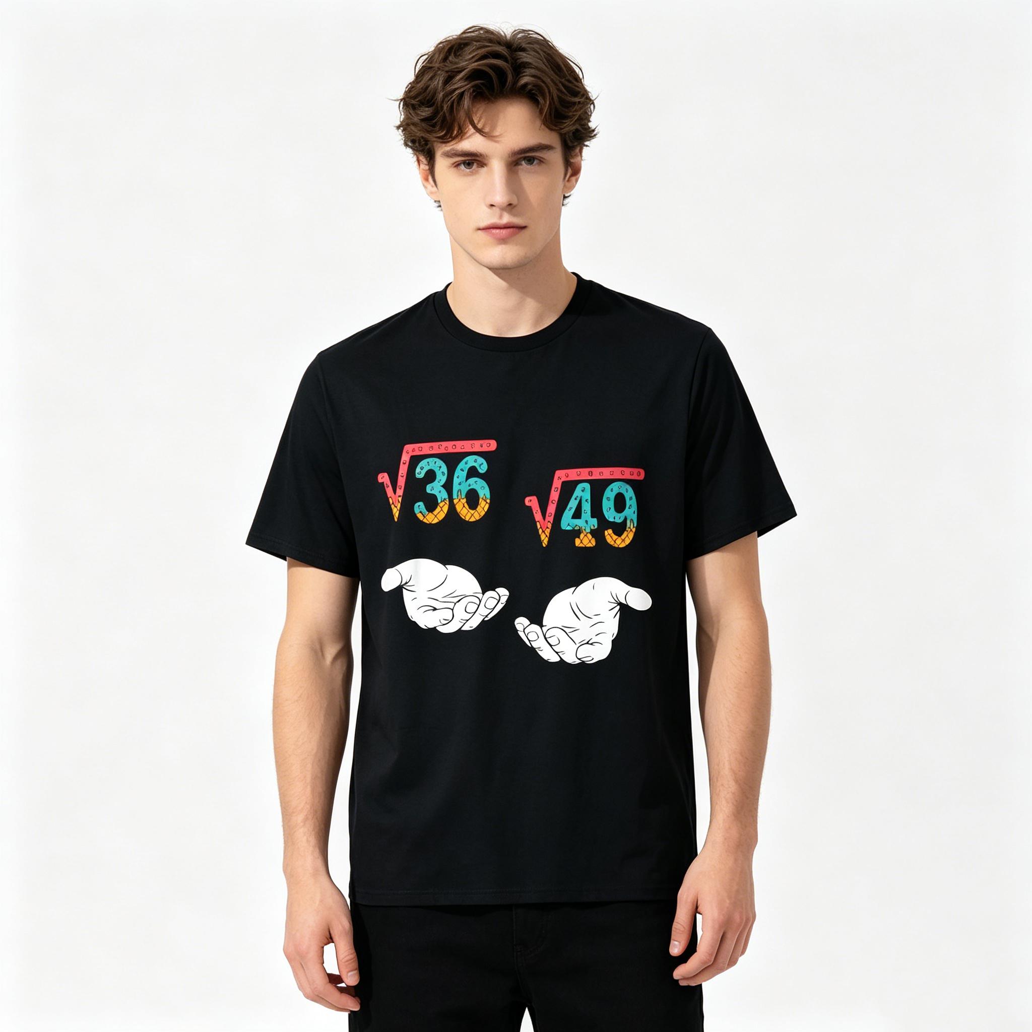 Square Root 36 49 Meme 67 Ice Cream Drip Math Teacher T-shirt For Men Women Cotton T Shirts Short Sleeve Tops S