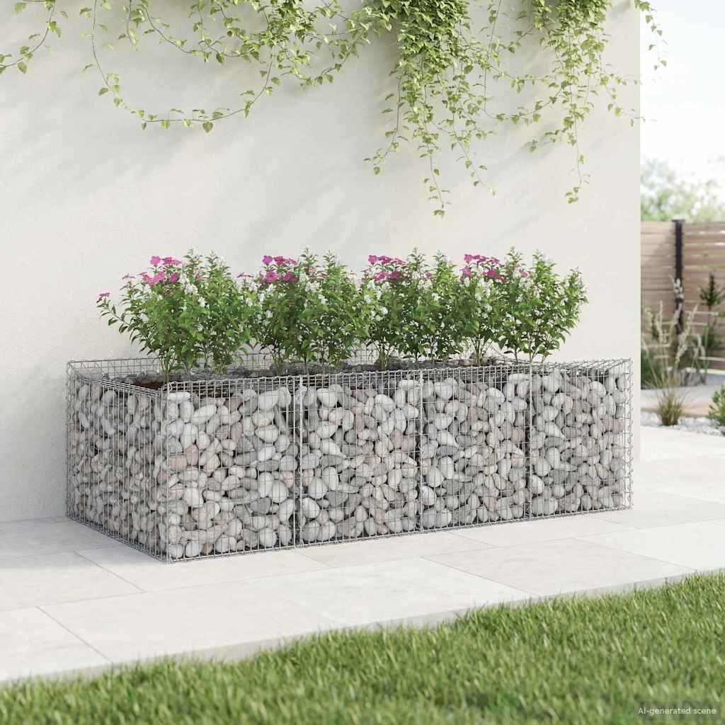 Gabion Raised Bed Set 2 Pcs Silver
