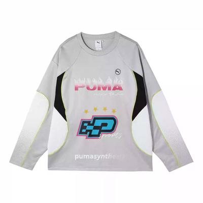 Puma Beyond The Speed Long Sleeve Jersey Letter Design Round Neck Pullover T-Shirt Unisex Tops Gray 631082-80