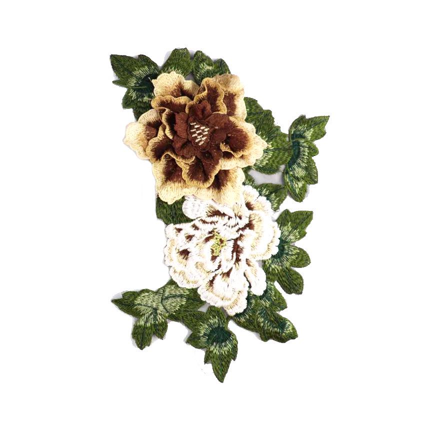 Three-Dimensional Peony Lace Embroidered Patch for Clothing