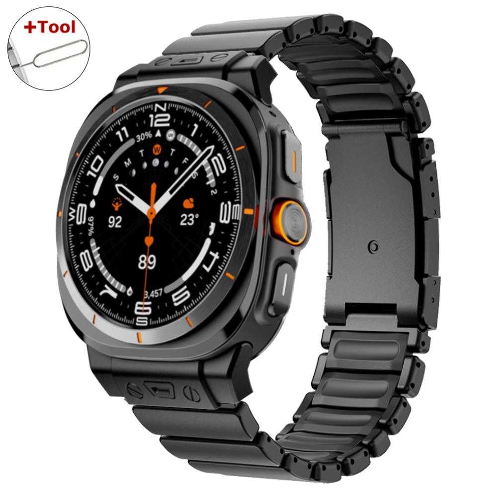 Titanium Rubber Strap for Samsung Galaxy Watch Ultra 2025 Wristband Luxury Metal Band for Galaxy Ultra Watch 47mm 2024 Replaced
