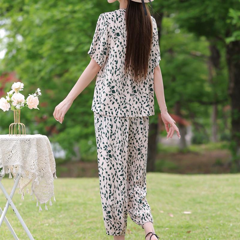 Elegant Women's Pants Sets Summer Casual Two Piece Set for Woman Vintage Clothes