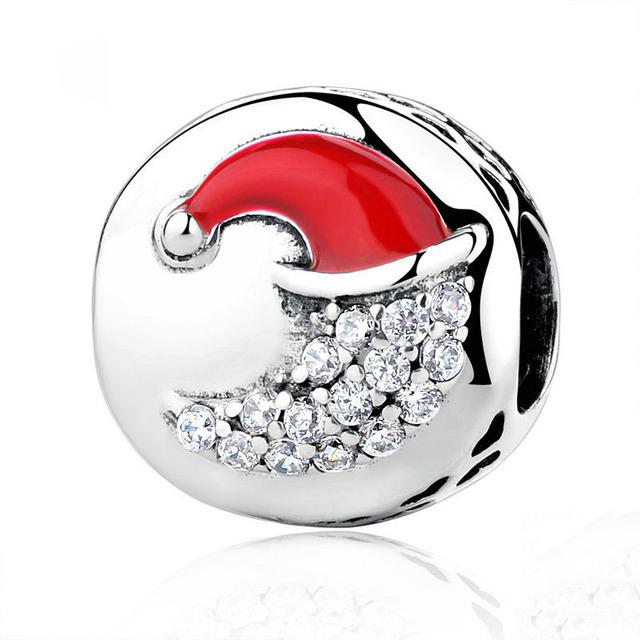 New Christmas Gift Red Strawberry Tree Hat Diy Bead Fit Original Charms Silver 925 Bracelet For Girl Fashion Jewelry