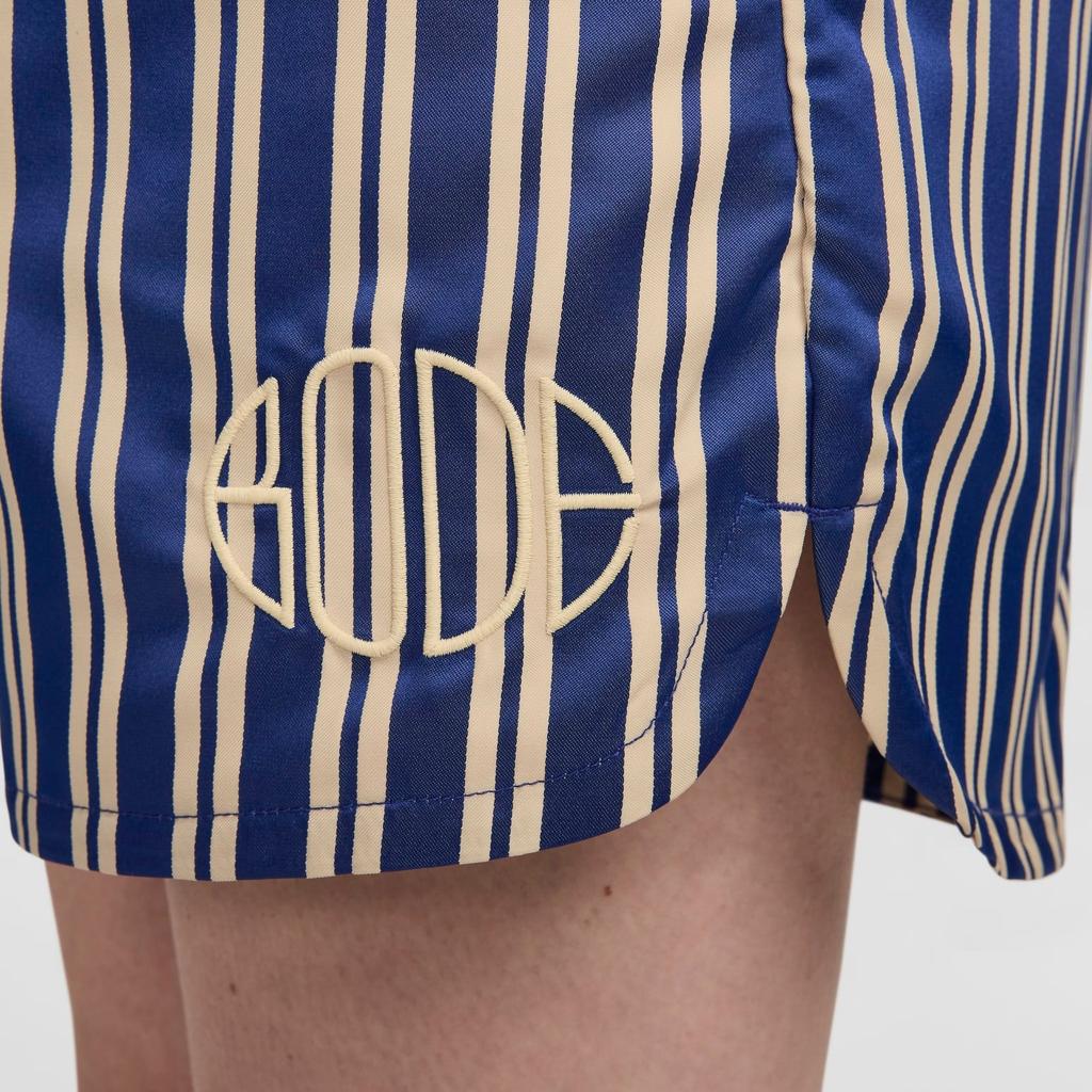 Nike X Bode Astro Grabber SS24 Striped Elastic Mid-Waist Fitted Warm Casual Shorts Unisex Bottoms Blue White FJ0206-122