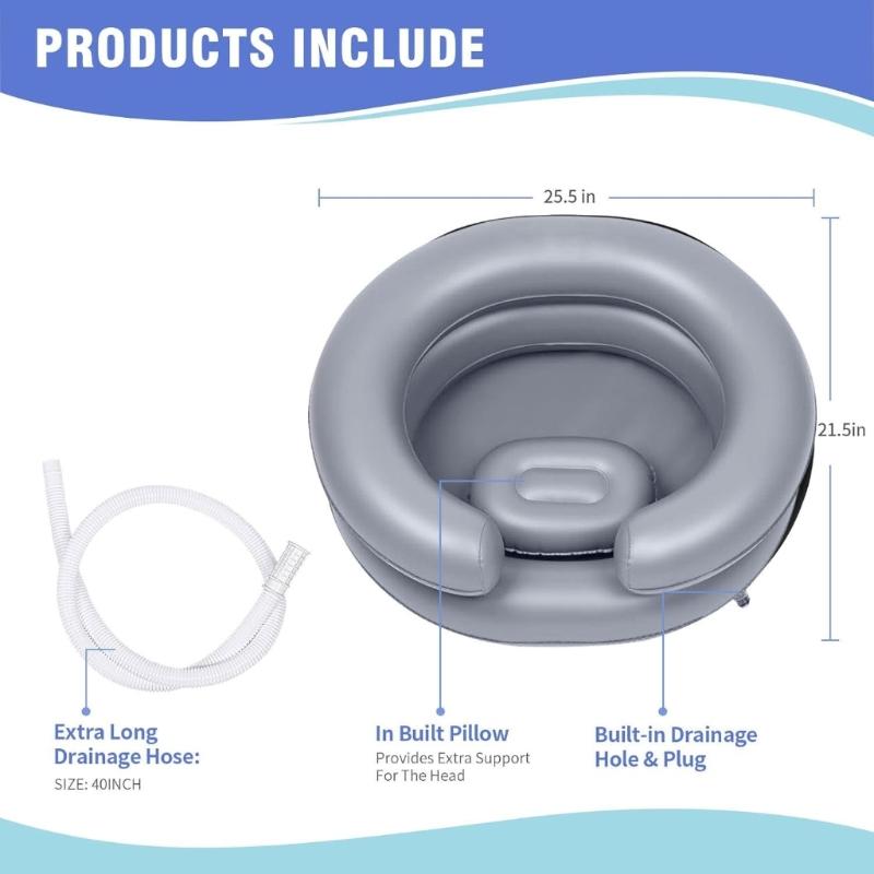 Inflatable Hair Washing Bowl For Bedridden People Portable Shampoo Tub With Wide Opening