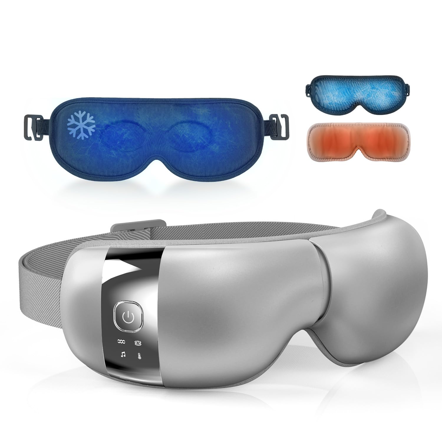 

HuBDIC Eye Hot Eye Mask with Air and Bluetooth LCD Easy Sleep Eye Birthday Day Japanese Instructions Included Warmer, 360° Pressure, Vibration, серый