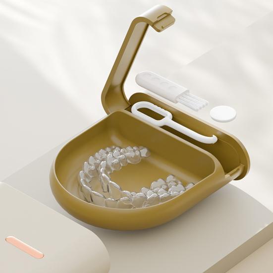 Pull-out Retainer Case 2 Compartments Portable Invisible Brace Storage Box Mouth Guard Denture Orthopedic Dental Aligner Container Holder