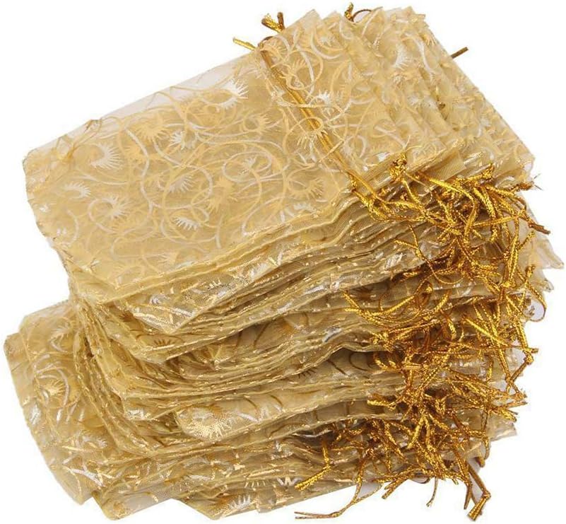100PCS Bolsas de Organza Bolsas para Joyas Bolsas de Malla Pequeñas con Cordón Bolsas de Regalo Tarjetas para Collares Bolsas de Regalo Bolsas de Favor para Fiesta de Boda Bolsas de Muestra para Dulces