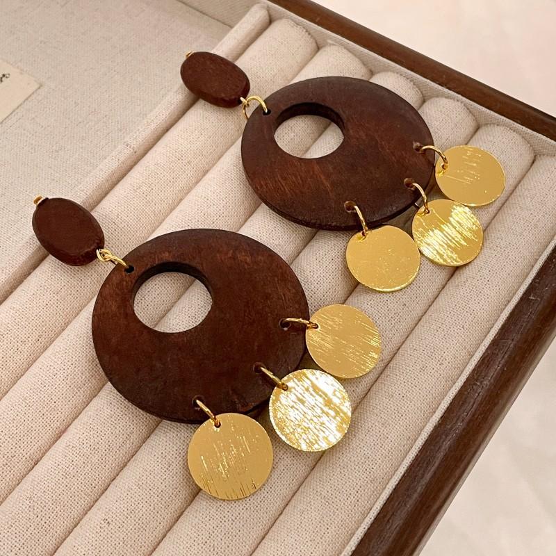 Natural tiger's eye stone series stud earrings for women Maillard exquisite retro earrings niche light luxury high-end temperament earrings