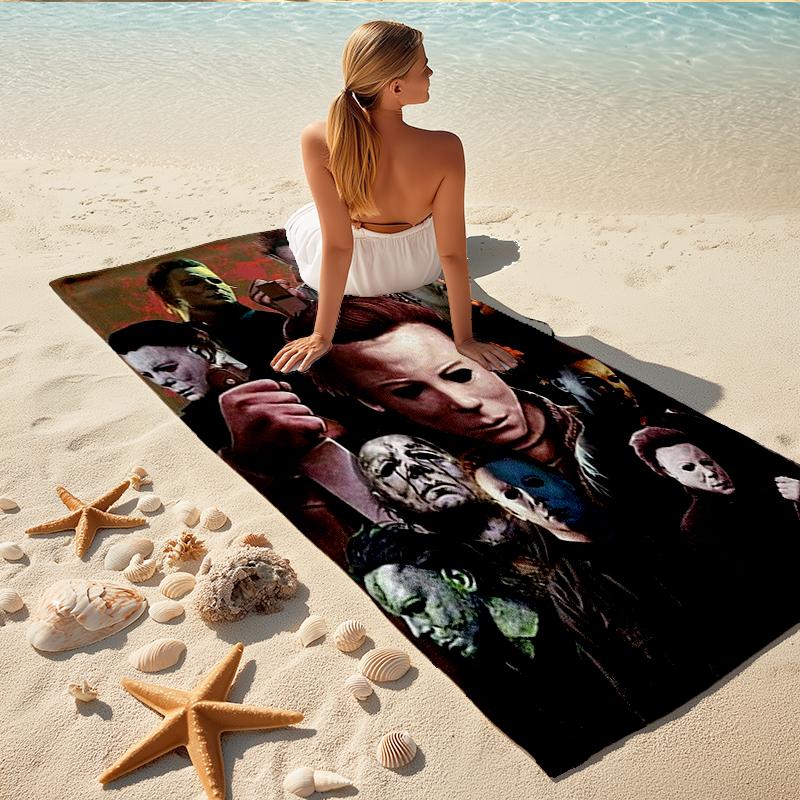 1Pc Halloween Horror Icons Beach Towel Quick Dry Multiuse For Beach Pool Gym Yoga Home Travel Christmas Halloween Xmas Gift L1464