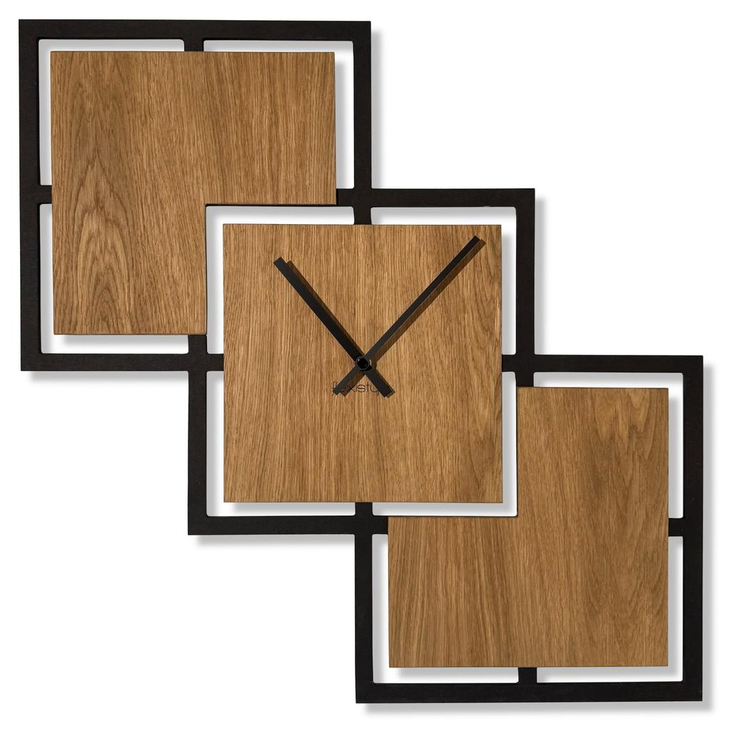 Triple wall clock 58cm black wooden