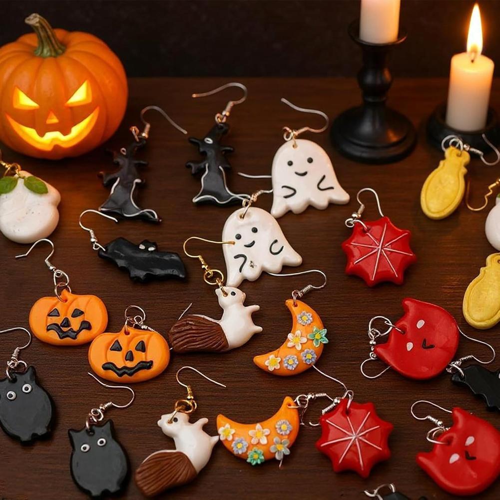A84E-Halloween For Jewelry, Cookie Cutter 41Pcs Polymer Clay Earring Cutters, Fall Pumpkin DIY Making