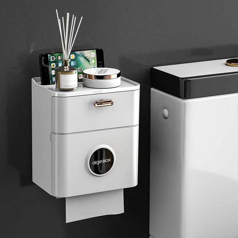 HANDUNYOU Luxury Wall-Mounted Bathroom Shelf & Tissue Holder