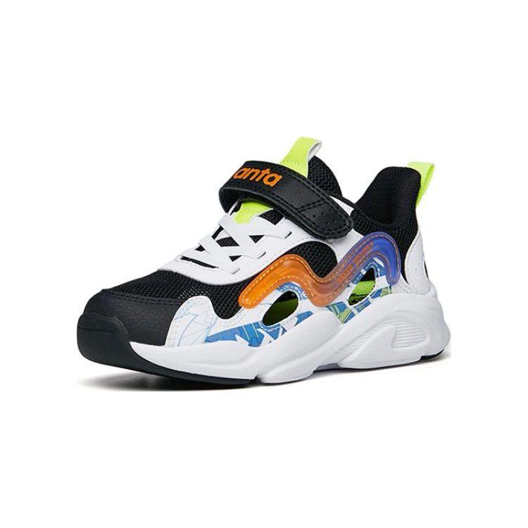 Anta Non-Slip Durable Sports Sandals Kids Footwear Black White Orange 312229961-2