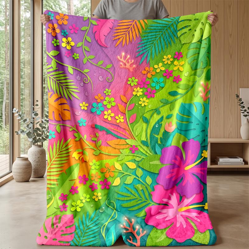 Vibrant Peony Floral Design Theme blanket Lightweight Warm Flannel Blanket Decorative Throw Blanket for Home Decoration
