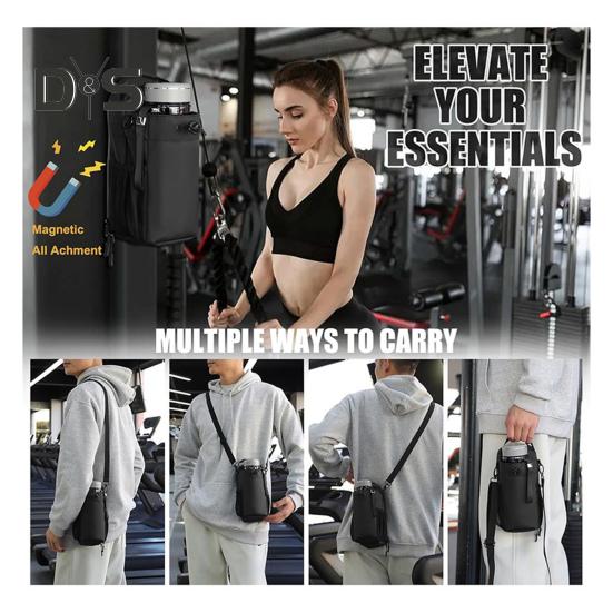 1.55L Magnetic Water Bottle Bag with Adjustable Drawstring Waterproof Outdoor Hiking Travel Drinking Bottle Holder Carrier Storage Pouch