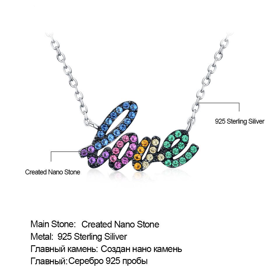 Umcho Bunte Edelstein LOVE Alphabet Sterling Silber Choker Statement Halskette Damen Silber 925 Schmuck